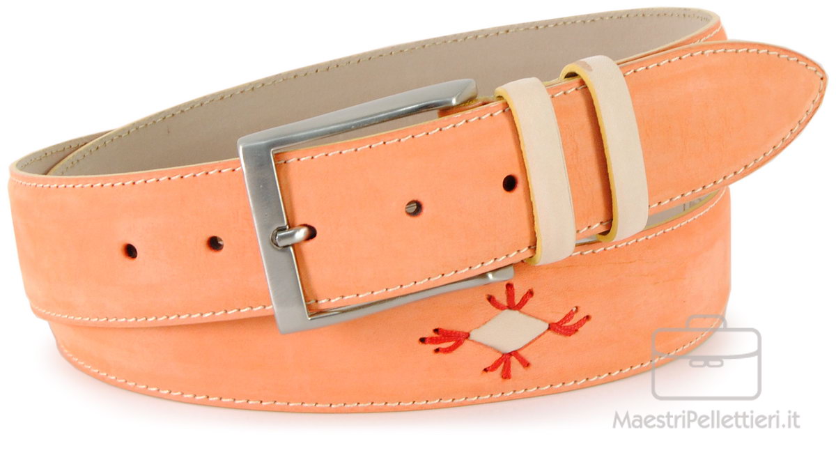 nubuk leather belt orange