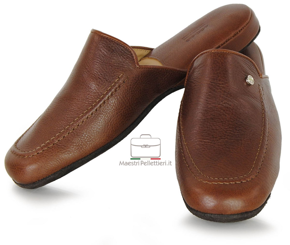 Men's leather slippers - hand made in Italy