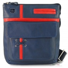 Crossbag shoulder bag in leather Blue and Red 25cm
