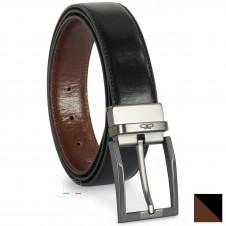 Reversible double face belt Emerald, leather Black and Chestnut Reversible double face belt Emerald, leather Black and Chestnut