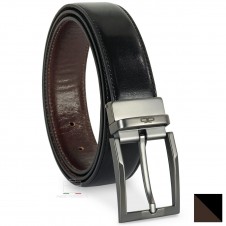 Reversible double face belt Emerald, leather Black and Moka Reversible double face belt Emerald, leather Black and Moka
