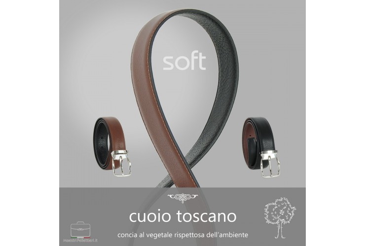* ESAURITO * Cintura double face da uomo in pelle Cuoio Toscano Nero/Castagno * ESAURITO * Cintura double face da uomo in pelle Cuoio Toscano Nero/Castagno
