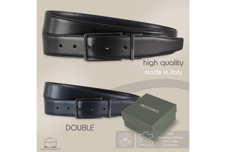 Cintura double face da uomo reversibile Nera e Blu Cintura double face da uomo reversibile Nera e Blu