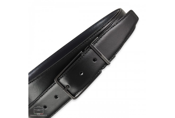 Cintura double face da uomo reversibile Nera e Blu Cintura double face da uomo reversibile Nera e Blu