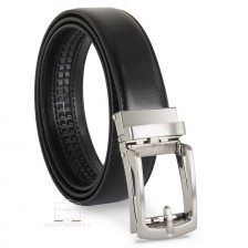 Cintura uomo automatica con cricchetto in pelle Nera Cintura uomo automatica con cricchetto in pelle Nera
