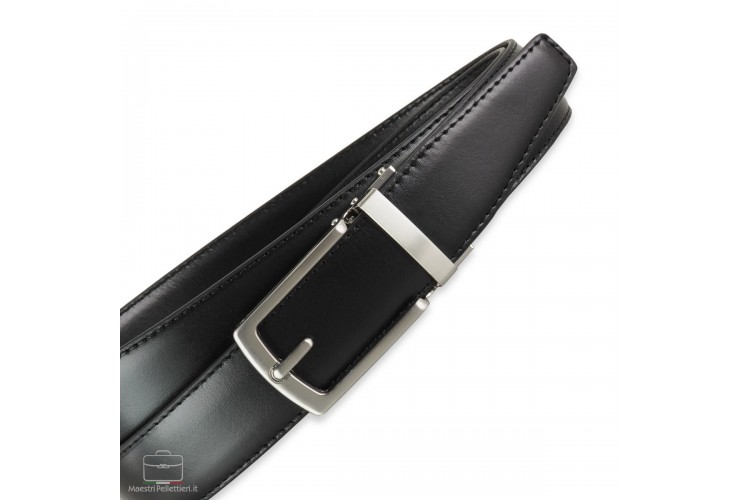 Cintura uomo automatica con cricchetto in pelle Nera Cintura uomo automatica con cricchetto in pelle Nera