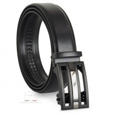 Cintura uomo automatica con cricchetto in pelle Nera Cintura uomo automatica con cricchetto in pelle Nera