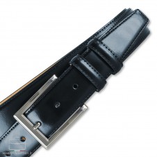 Cintura uomo elegante e da cerimonia in pelle spazzolata lucida, Blu scuro Cintura uomo elegante e da cerimonia in pelle spazzolata lucida, Blu scuro