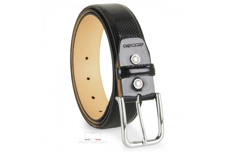 Herren Gürtel Elegant aus glattleder Schwarz mit Punkten **inkl. geschenk** Herren Gürtel Elegant aus glattleder Schwarz mit Punkten **inkl. geschenk**