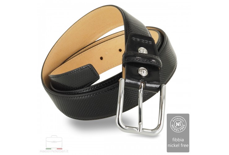 Herren Gürtel Elegant aus glattleder Schwarz mit Punkten **inkl. geschenk** Herren Gürtel Elegant aus glattleder Schwarz mit Punkten **inkl. geschenk**