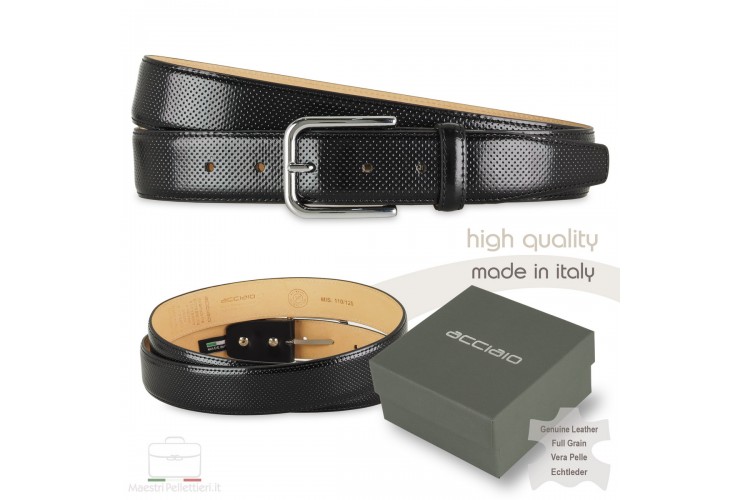 Herren Gürtel Elegant aus glattleder Schwarz mit Punkten **inkl. geschenk** Herren Gürtel Elegant aus glattleder Schwarz mit Punkten **inkl. geschenk**