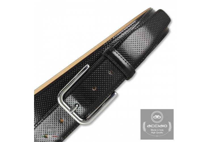 Herren Gürtel Elegant aus glattleder Schwarz mit Punkten **inkl. geschenk** Herren Gürtel Elegant aus glattleder Schwarz mit Punkten **inkl. geschenk**