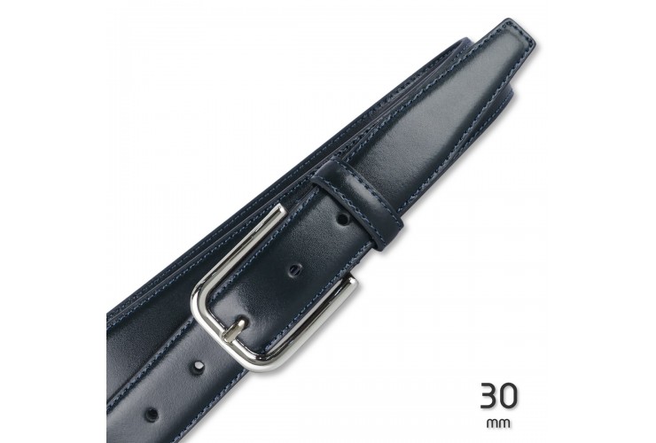 Elegant belt in slick leather for dresses and suits, 30mm Blue Elegant belt in slick leather for dresses and suits, 30mm Blue