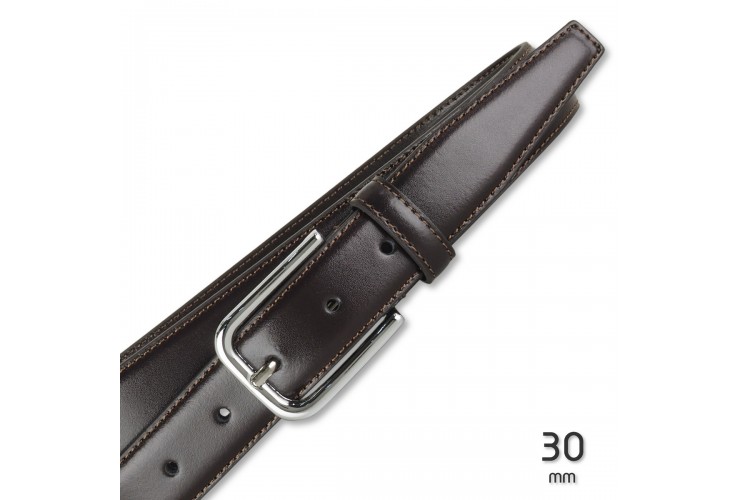 Elegant belt in slick leather for dresses and suits, 30mm Brown Elegant belt in slick leather for dresses and suits, 30mm Brown