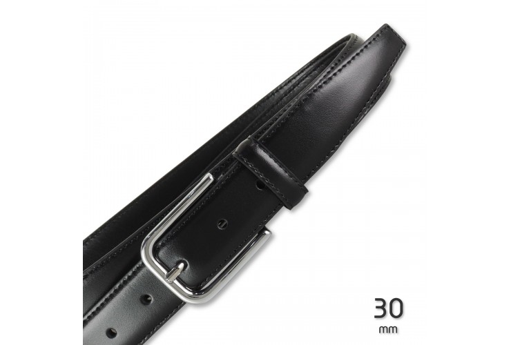 Elegant belt in slick leather for dresses and suits, 30mm Black Elegant belt in slick leather for dresses and suits, 30mm Black