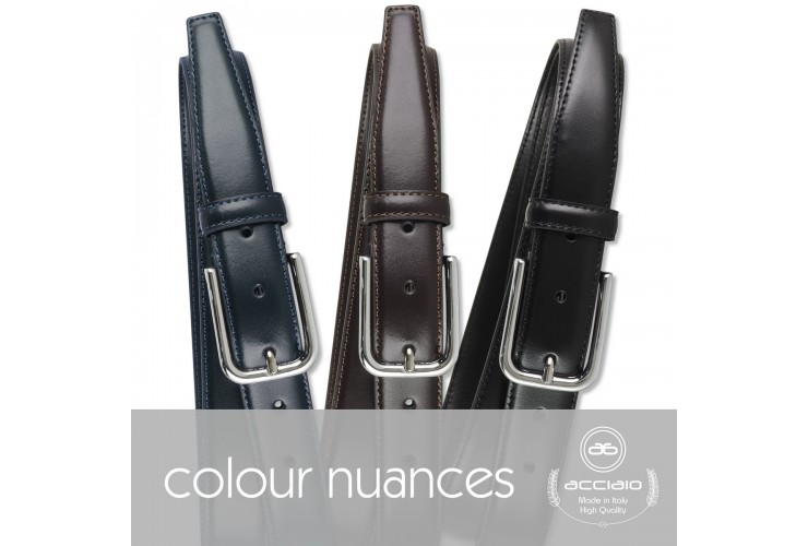 Elegant belt in slick leather for dresses and suits, 30mm Black Elegant belt in slick leather for dresses and suits, 30mm Black