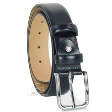 Dress belt in Blue leather and shiny buckle Dress belt in Blue leather and shiny buckle