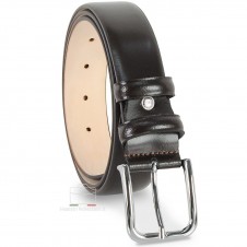Dress belt in Brown leather and shiny buckle Dress belt in Brown leather and shiny buckle