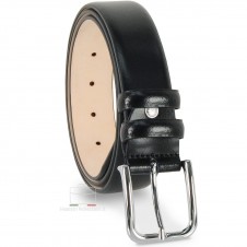 Cintura uomo elegante e da cerimonia in pelle Nera fibbia Lucida Cintura uomo elegante e da cerimonia in pelle Nera fibbia Lucida