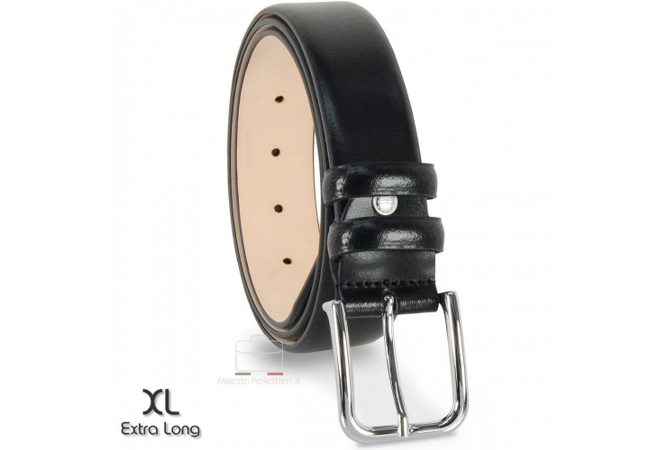 Cintura uomo elegante e da cerimonia in pelle Nera XL extra lunga Cintura uomo XXL extra lunga per taglie forti large, pelle nera
