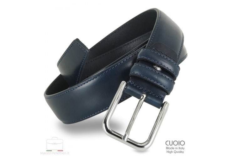 Cintura uomo in cuoio liscio Blu Cintura uomo in cuoio liscio Blu