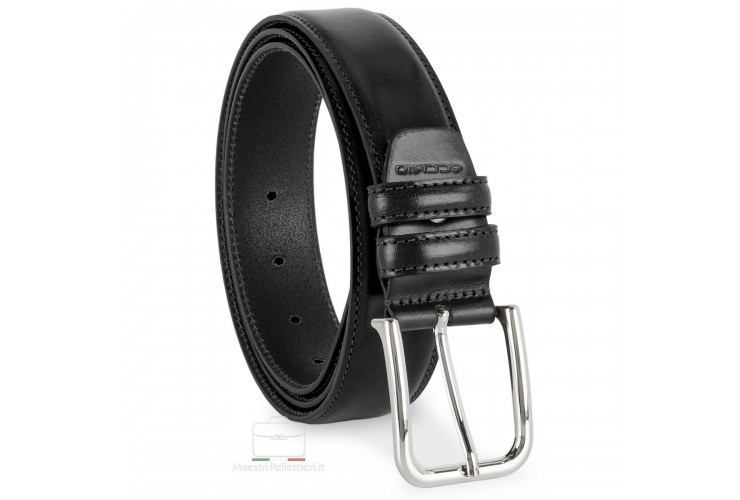 Man's belt in smooth leather Black