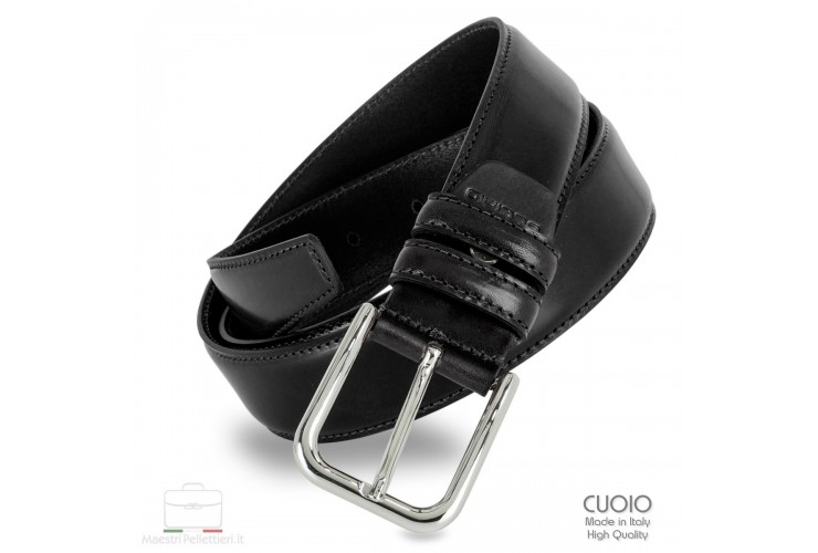 Man's belt in smooth leather Black