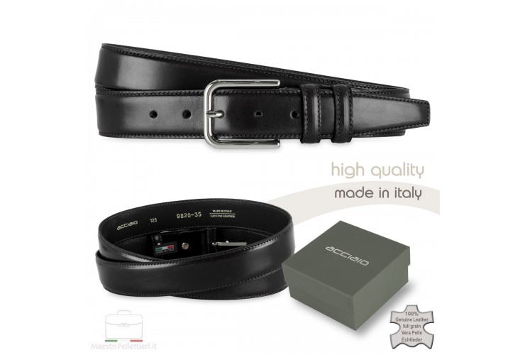 Man's belt in smooth leather Black