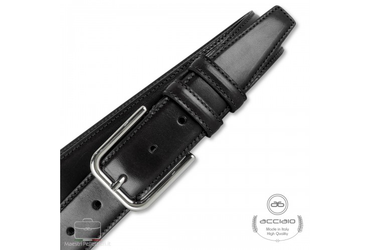 Man's belt in smooth leather Black