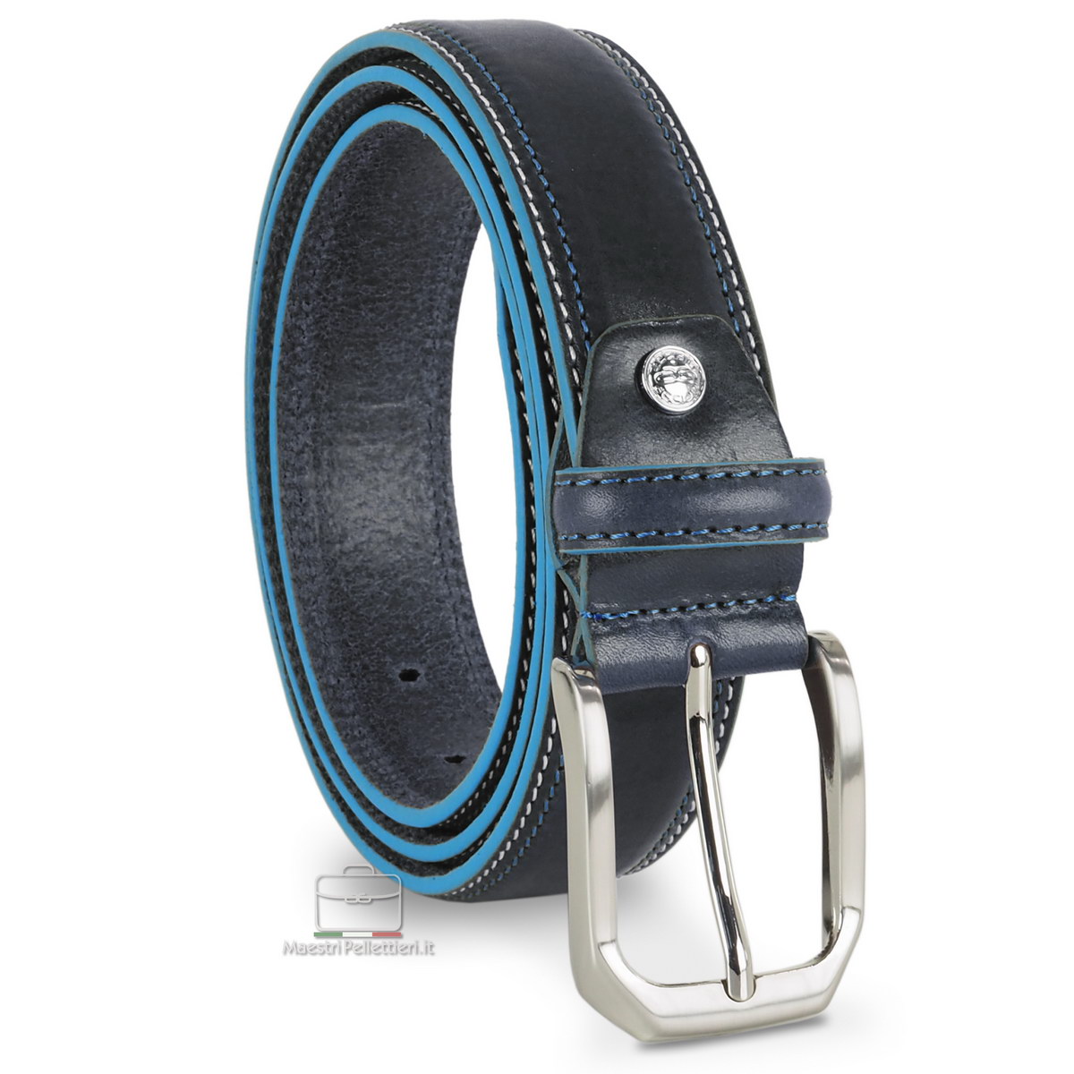 Johnston & Murphy Cintura Uomo In Pelle Brunita Con Fibbia In Nichel Spazzolato – Larghezza 3,5 Cm, Eleganza Classica