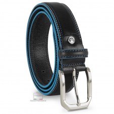 Herrengürtel aus Rindsleder Nevada Schwarz mit blauen kanten Herrengürtel aus Rindsleder Nevada Schwarz mit blauen kanten