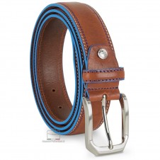 Herrengürtel aus Rindsleder Nevada Cognac mit blauen kanten Herrengürtel aus Rindsleder Nevada Cognac mit blauen kanten