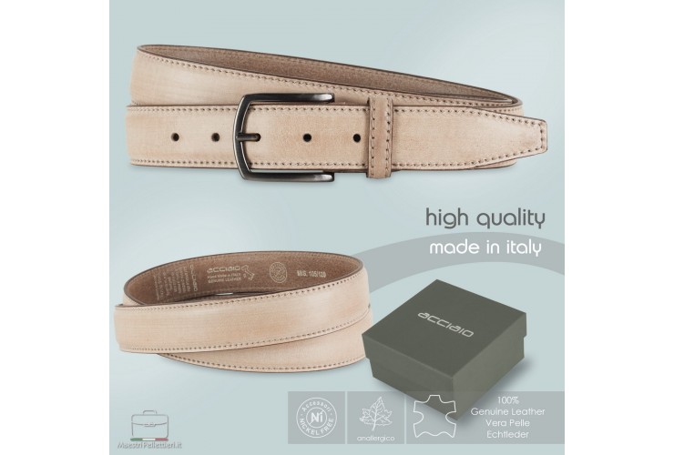 Herrengürtel aus Rindsleder helles Beige Herrengürtel aus Rindsleder helles Beige