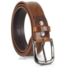 Cintura in Cuoio Plissé Cognac