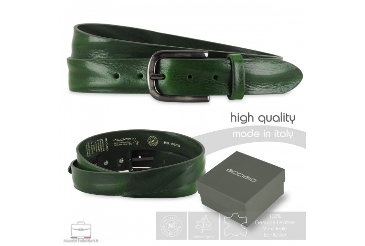 Cintura in Cuoio Plissé Verde
