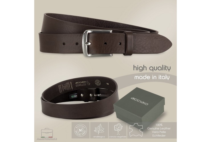 Men's belt in cowhide leather Brown/Moka Men's belt in cowhide leather Brown/Moka