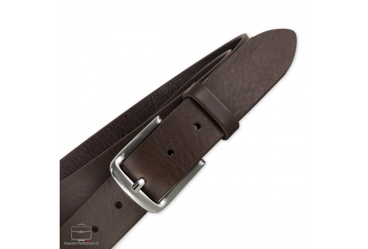 Men's belt in cowhide leather Brown/Moka Men's belt in cowhide leather Brown/Moka