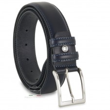 Classic plain leather calf belt Blue