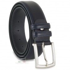 Classic plain leather belt 4cm Blue