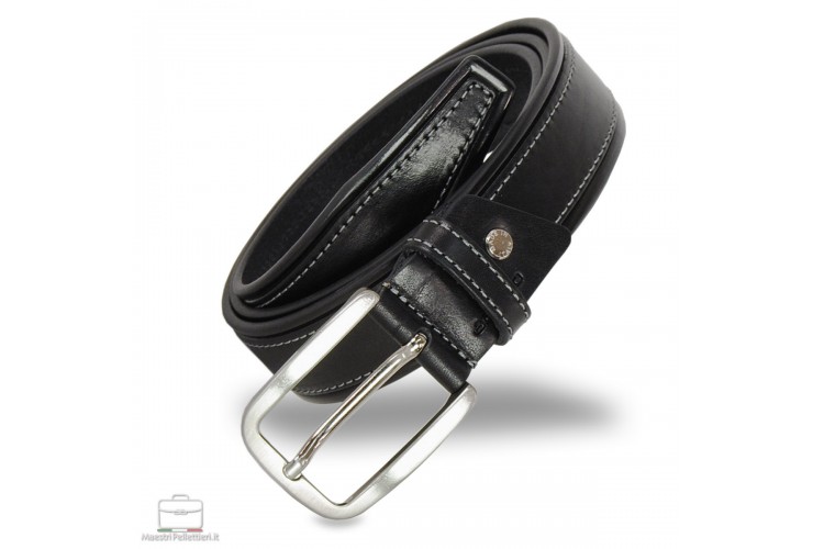 Cintura da Jeans sportiva 3.5cm in pelle Nero **include omaggio**