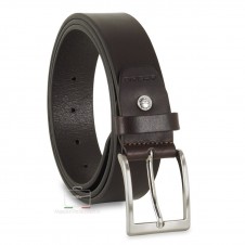 Belt in plain thick leather 3.5cm unisex Mokka/Brown