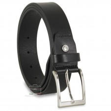 Belt in plain thick leather 3.5cm unisex Black