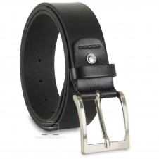 Belt in plain thick leather 4cm for Jeans Black