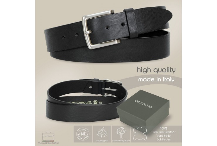 Cintura in Cuoio morbido 4cm Nero Cintura in Cuoio morbido 4cm Nero