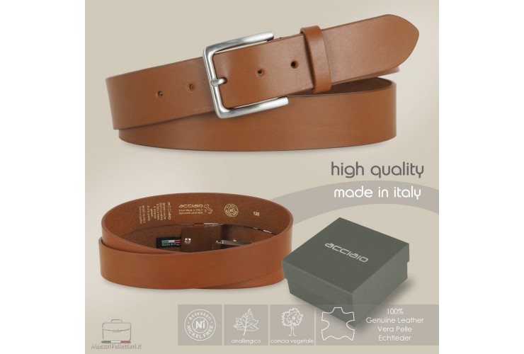 Belt for jeans in thick leather light tan cognac Belt for jeans in thick leather light tan cognac