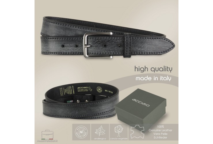 Jeans belt in cowhide leather Black Jeans belt in cowhide leather Black