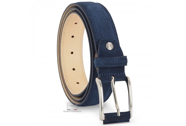 Belt in genuine suede leather Blue Belt in genuine suede leather Blue