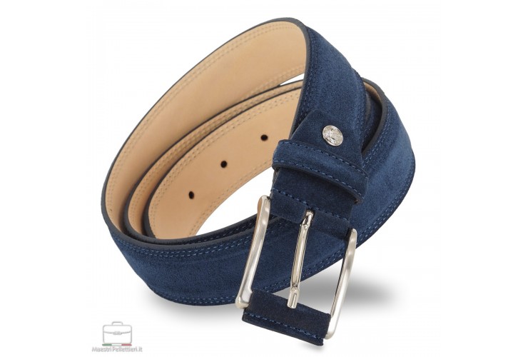 Belt in genuine suede leather Blue Belt in genuine suede leather Blue