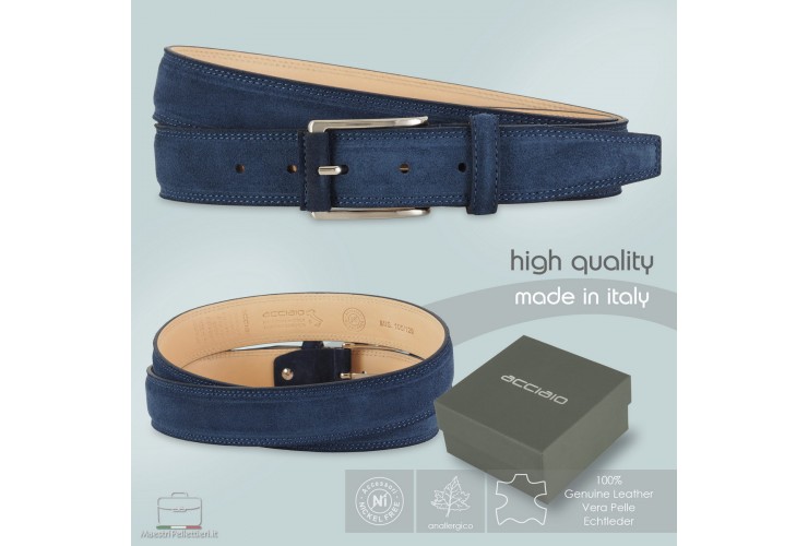 Belt in genuine suede leather Blue Belt in genuine suede leather Blue