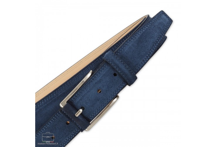 Belt in genuine suede leather Blue Belt in genuine suede leather Blue